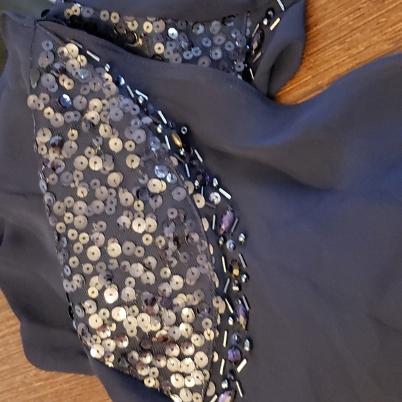 SLNY Embellished Tiered Dress with Jacket Navy Size 16W - Picture 4 of 9